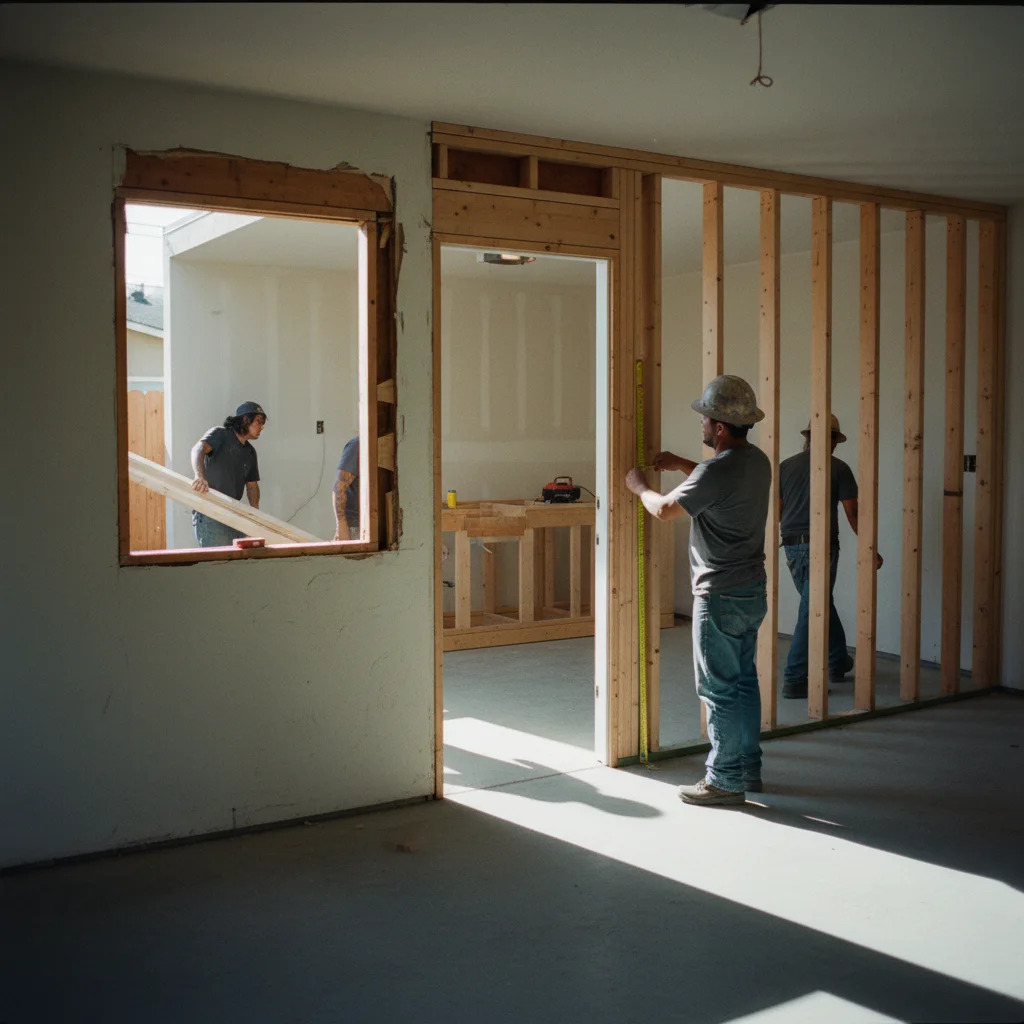 garage conversion project documentary photograph