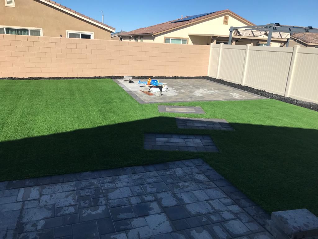 Backyard Hardscape With Dual Paver Zones