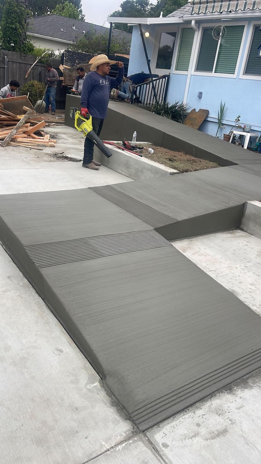 Fresh Concrete Driveway Pour With Broom Finish