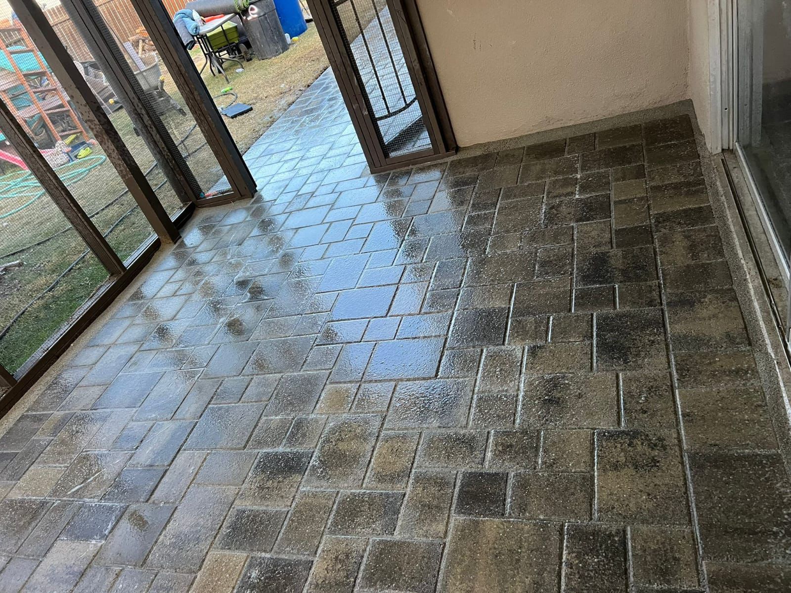 Sealed Paver Flooring on Enclosed Patio